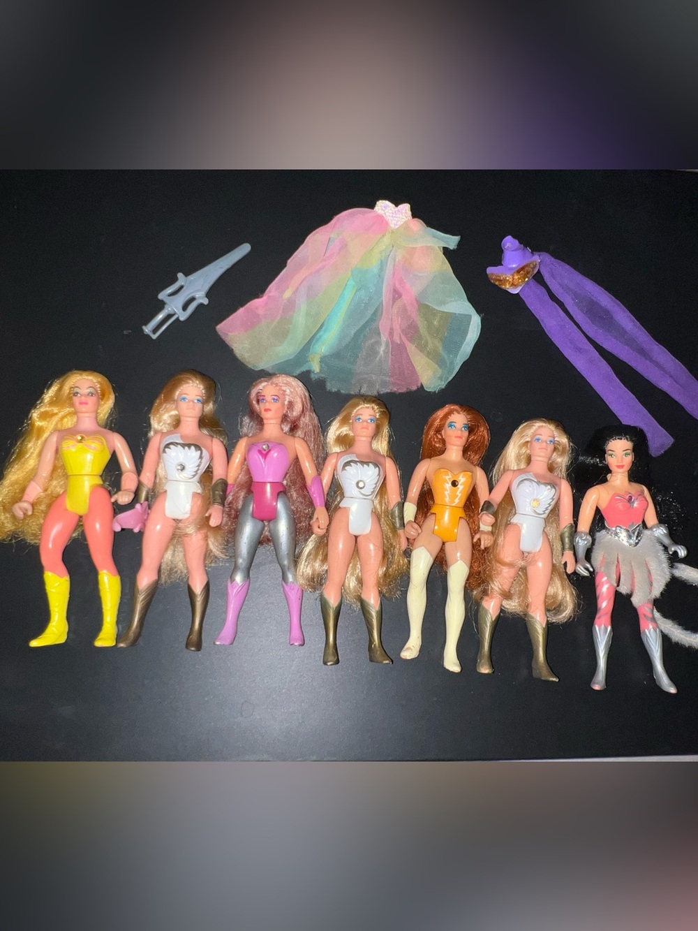 Vintage 80s Mattel She-Ra Princess of Power Lot of 7 Figures Accessories Swords